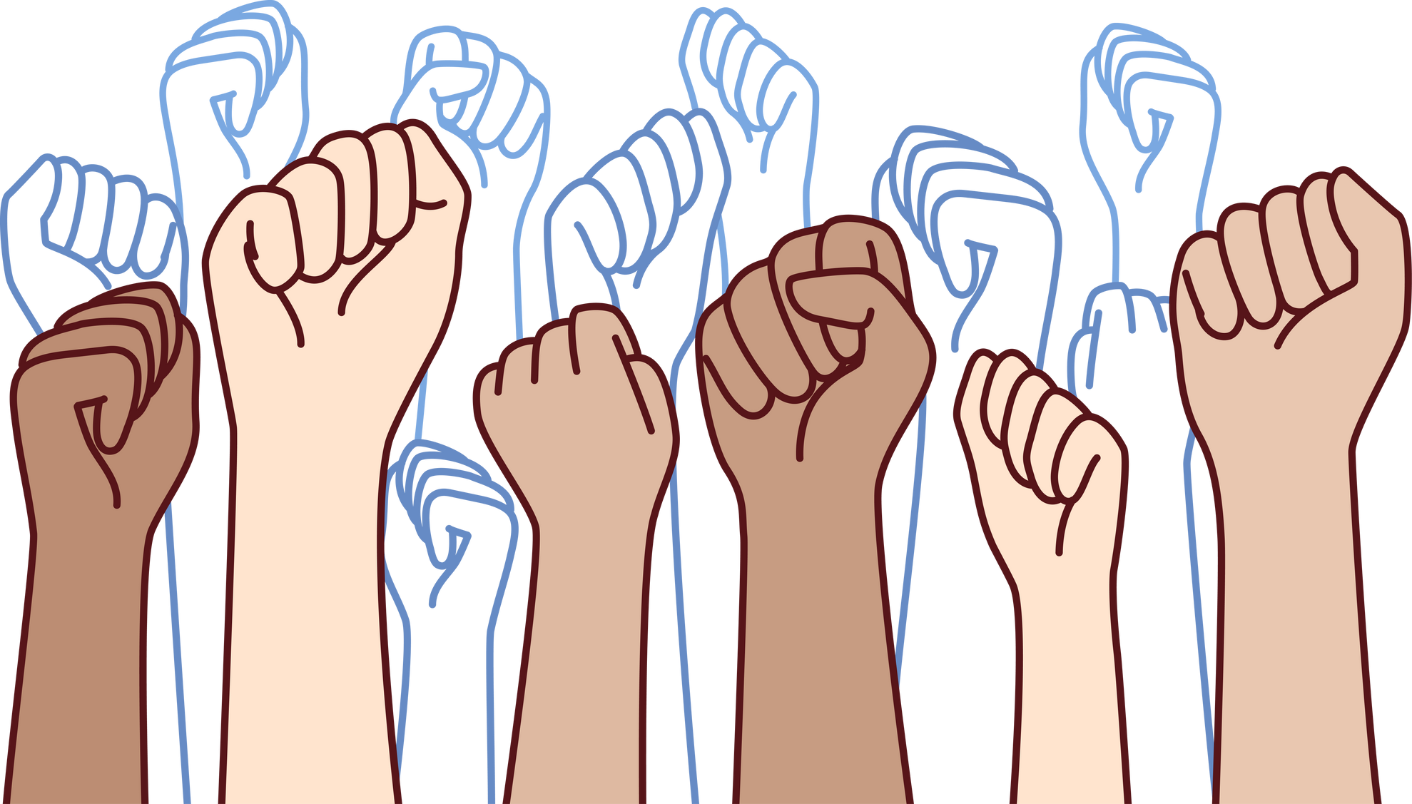 Hands Diverse People Raising Fists in Protest and Calling for Revolution to Fight Social Injustice